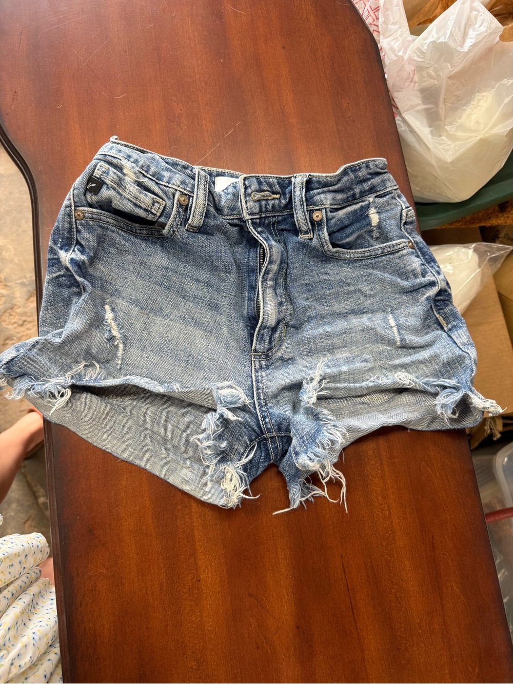 KanCan Light Wash Distressed Denim Cutoff Shorts